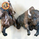 "Majestic Encounter: Cheyenne Warrior and Bison"